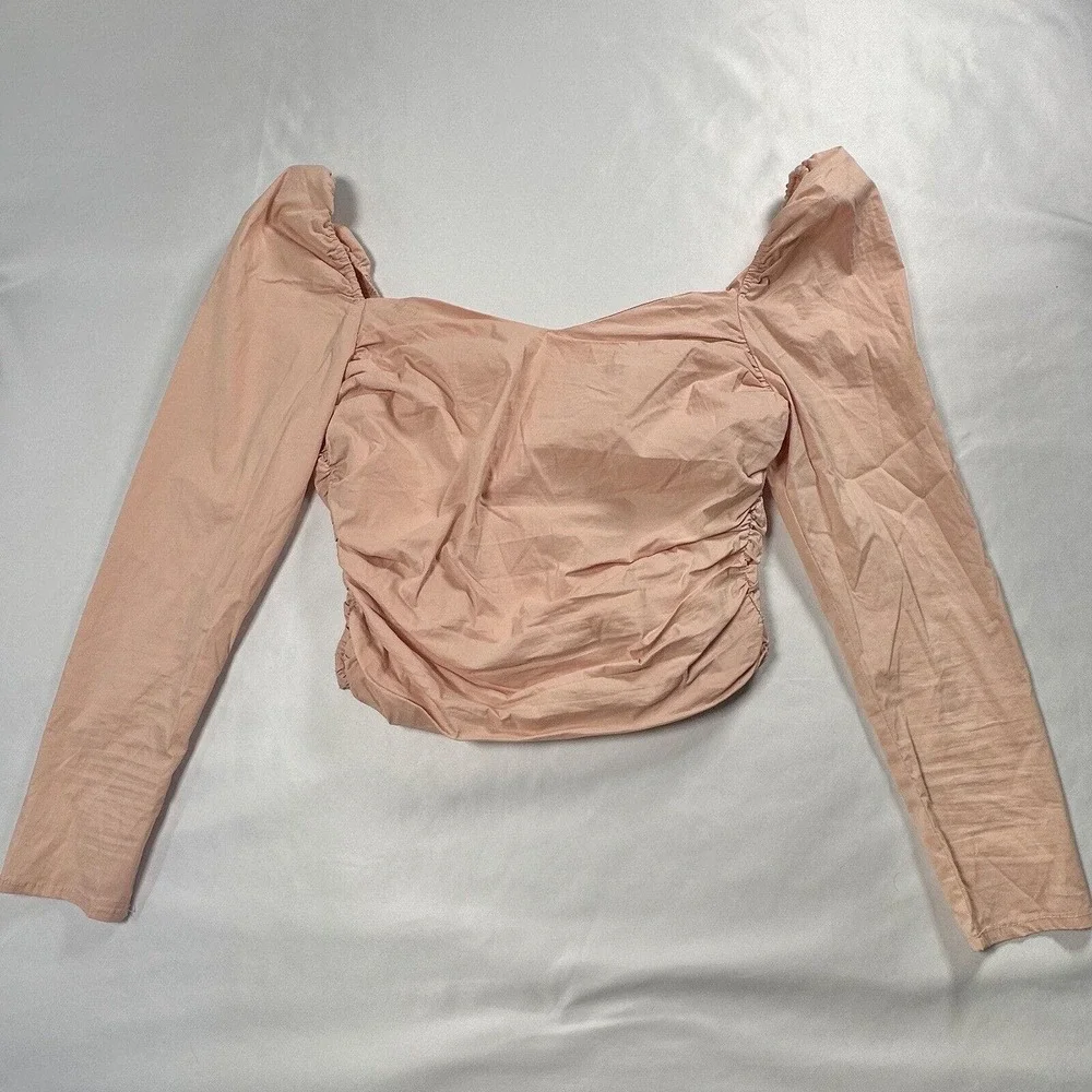 ASTR the Label Blush Sweetheart Ruched Puff Long Sleeve‎ Blouse Size Medium